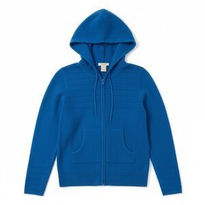 Vertical Design 100% Cashmere Zip Up Hoodie Sweater Size Small Women’s Blue